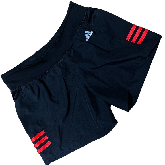 Adidas Black & Orange Stripe Response Shorts XS Zippered Waist Pocket - Picture 1 of 3